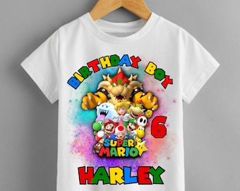 MARIO t shirt kids boys girls Fun Tee T-Shirt Top