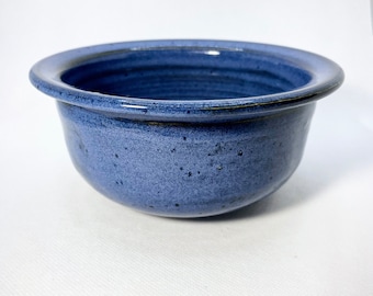 Rimmed Blue Ceramic Bowl Hand Thrown Pottery