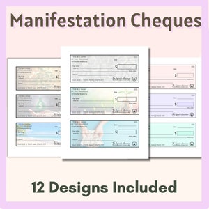 Manifestation Cheques | Vision Board Cheques | Law of Abundance Checks | Printable Goal Setting Cheques | Law of Attraction | Money Mindset