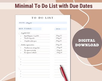 Takenlijst projectbeheer | Minimalistische productiviteitsplanner (digitale download)