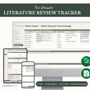 Literature Review Template | Google Sheets Research Dashboard | Thesis, Dissertation & Research Paper Organiser