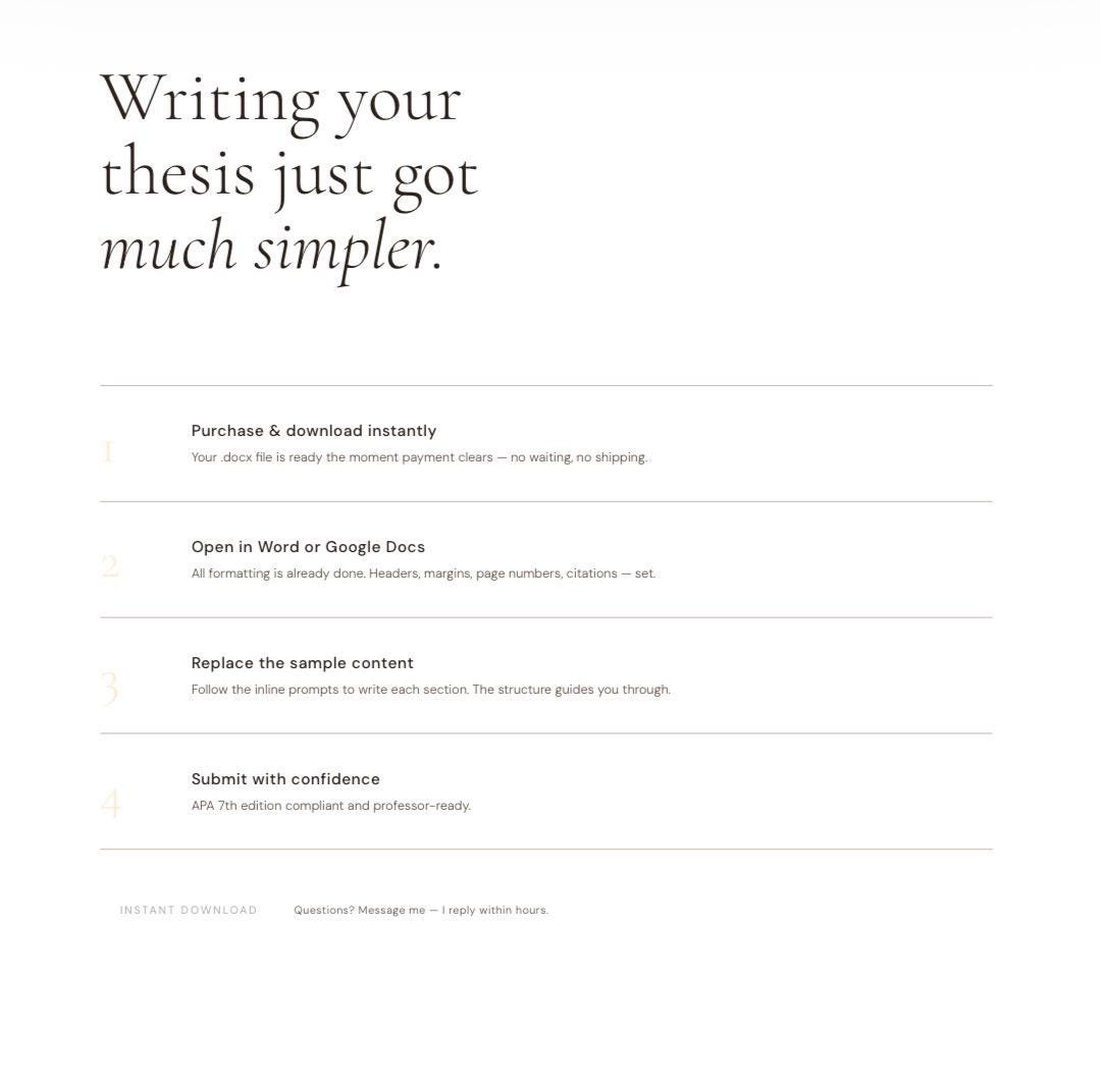 APA 7th Edition Thesis Template | Word Doc | Graduate Student Paper ...