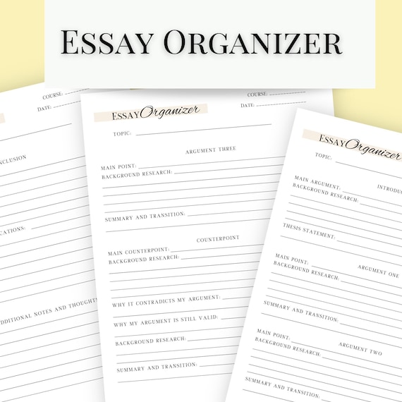 Digital Essay Planner, Student Paper Organization (PDF Download)
