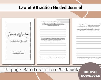Manifestation Law of Attraction Journal Digital Diary, Self Care Shadow Work Inner Child Healing Workbook, Goal Setting Wellbeing Planner