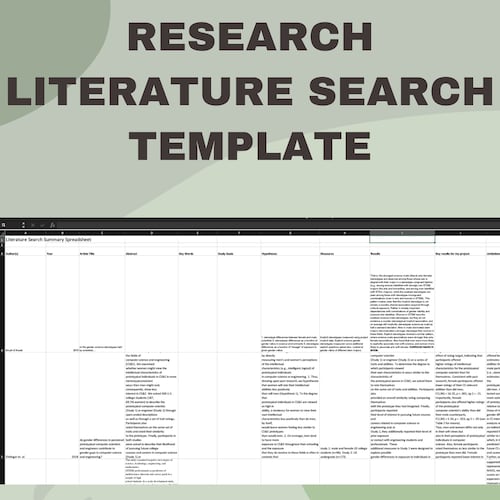 Research Literature Review and Literature Search Template - Etsy