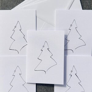 Kerst (minimalistisch) Zwart-witte kerstkaart / Milieuvriendelijke kerstkaarten / Handgemaakte wenskaarten / Kerstkaarten met enveloppen