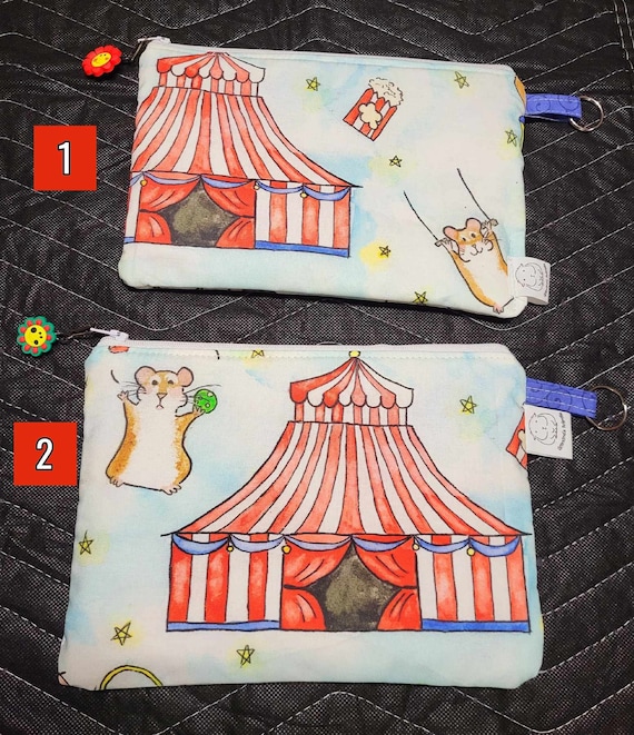 Circus Hamster Pencil/makeup Pouch Red; Green