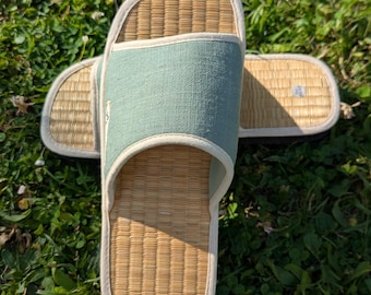 Linen Seagrass slippers with cinnamon aroma, Linen slippers, handmade home slippers, women slippers, men slippers, Straw Slippers for relax