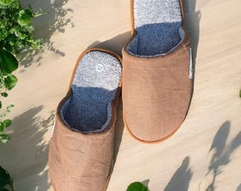 Chaussons en lin et bambou parfumé à la cannelle pour femme - Chaussons homme