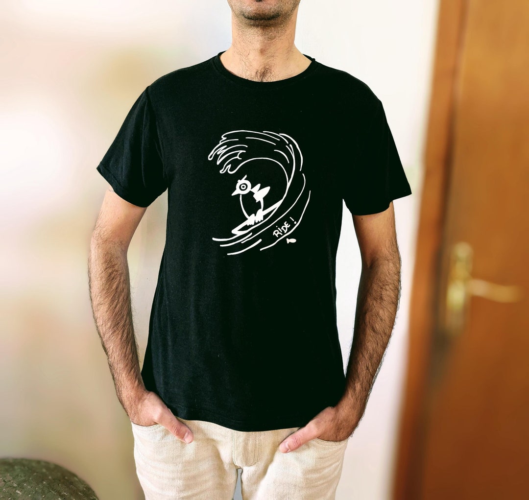 Camiseta de bambú orgánico para hombre y mujer, camiseta negra de