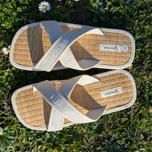 Handmade Linen Seagrass Slippers: Cinnamon Aroma Summer House Shoes