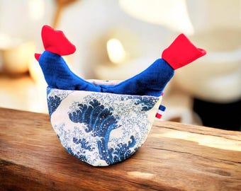 Gant de cuisine en lin -Gant de cuisine drôle de poulet- Gant et manique de cuisine