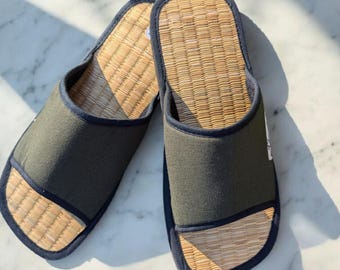 Linen Seagrass Slippers with Cinnamon Aroma, Men Slipper, Handmade Women Slippers for home relax