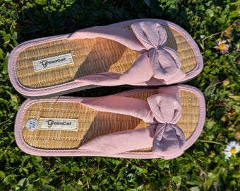 Linen Seagrass Slippers, Women Men Home Slippers with Cinnamon Scent