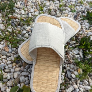 Pantoufles en jonc de mer à la cannelle, chaussons d'intérieur pour la maison, chaussons faits main, chaussons pour femmes, chaussons pour hommes image 8