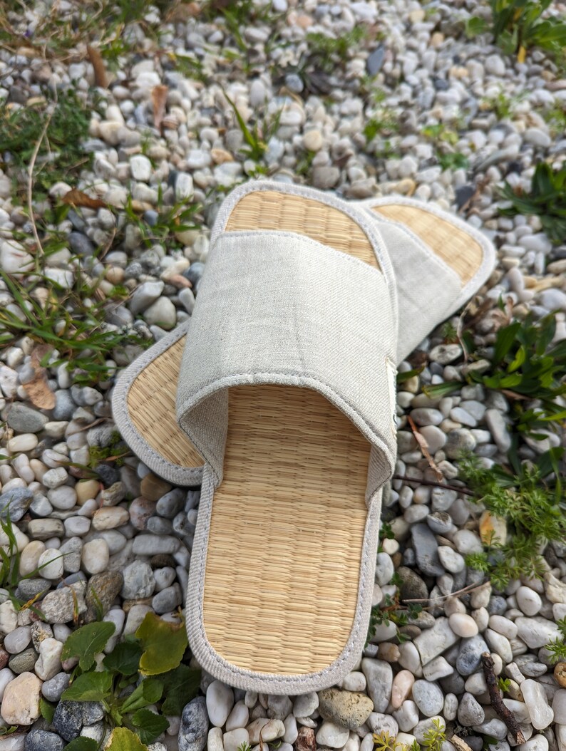 Pantoufles en jonc de mer à la cannelle, chaussons d'intérieur pour la maison, chaussons faits main, chaussons pour femmes, chaussons pour hommes image 8