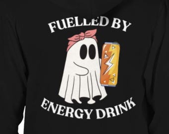 Fuelled by Energy Drink Girl Ghost-themed hoodie