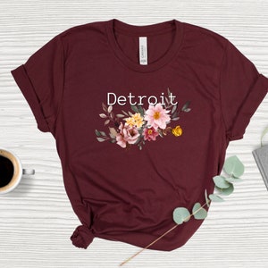 Floral Detroit T-shirt, Detroit Shirt, Floral City Shirt, Downtown Detroit Apparel