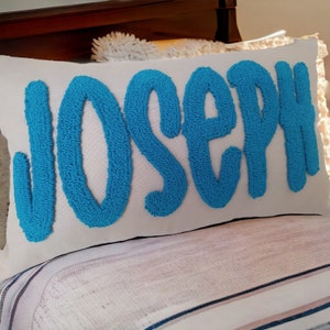 Custom Throw Pillow Punch Needle, Custom Embroidered Pillow Personalized Gift, Anniversary Gift, Girlfriend Gift Idea, Birthday Gift for Him