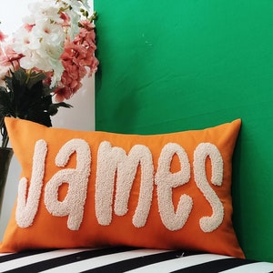 Custom Embroidered Pillow Personalized Gift, Custom Throw Pillow, Anniversary Gift, Boyfriend Gift Idea, Birthday Gift for Him, Home Decor image 1