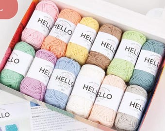 Hello Cotton Yarn Set | Amigurumi Crochet Bundles, 12/40 pcs