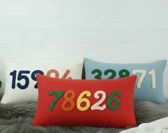 Personalized Punch Needle Pillow, Embroidered Name, Date, Initial, Home Decor