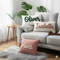 Custom Name Pillow with Handwritten Script Font \u2013 Personalized Punch Needle Cushion \u2013 Embroidered Name Throw Pillow \u2013 Unique Gift Home Decor product logo