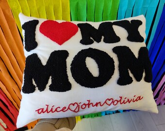 Personalized Mothers Day or Fathers Day Handmade Pillow, Pillow Mom Gift Idea, Gift for Mom / Dad, Embroidered Mom Pillow, Mama Punch Pillow