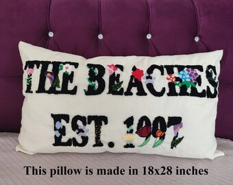 Custom Embroidery Lumbar Pillow, Personalized Wedding Gift, Name Decor