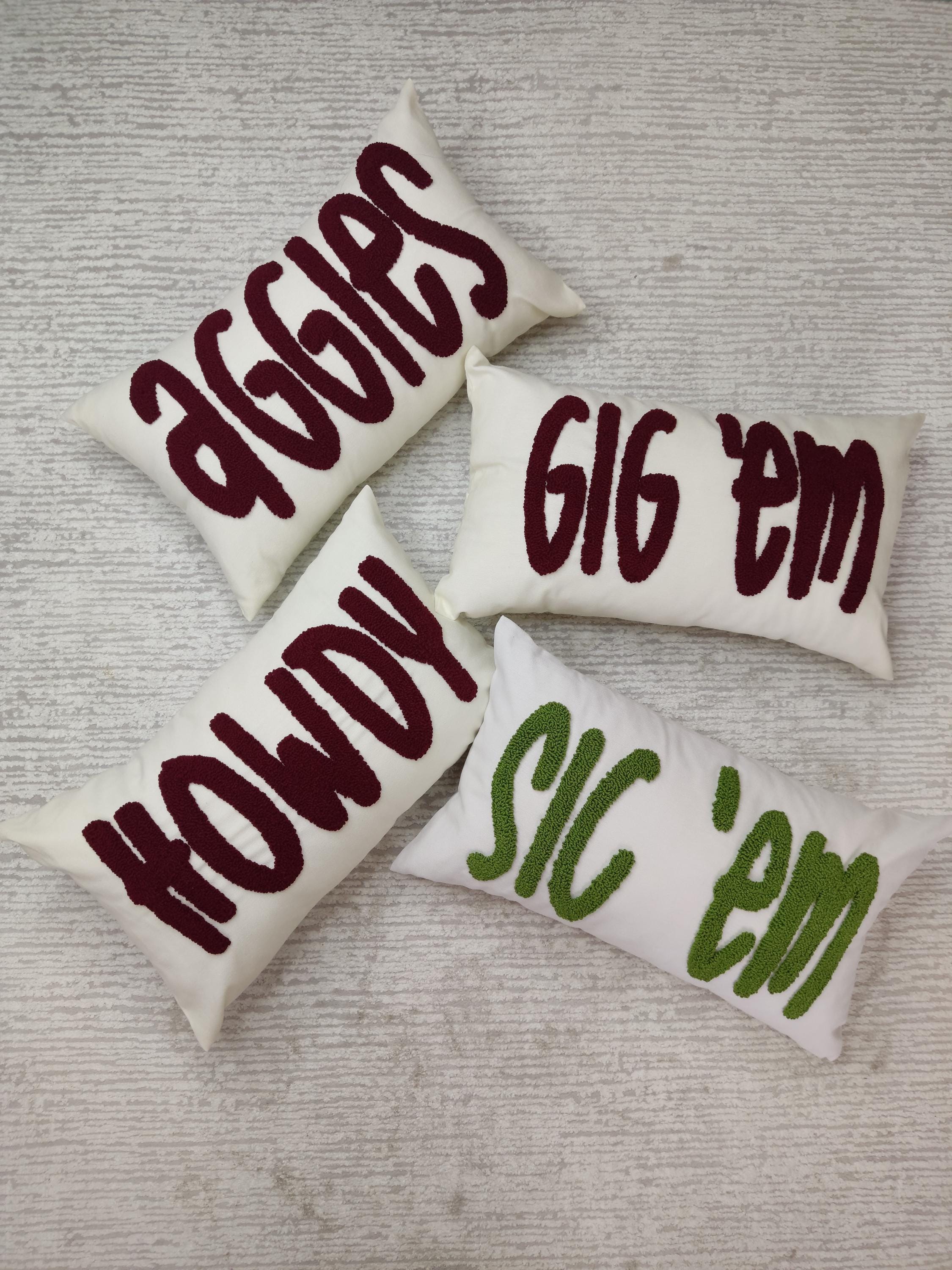 Embroidered Aggies Pillow, College Dorm Decor, Custom Throw Cushion - Etsy