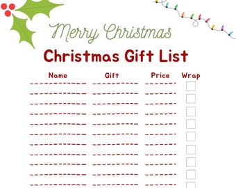 Christmas Gift Planner Printable | Holiday Gift List Planner Editable PDF | Christmas Planner Digital Download