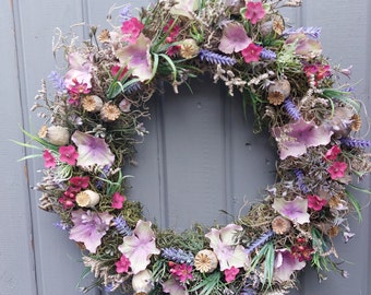 Lavender and Poppy Wreath for Wall or Door, available in 2 sizes, All Seasons Wreath, Summer Wreath, Handmade Wreath