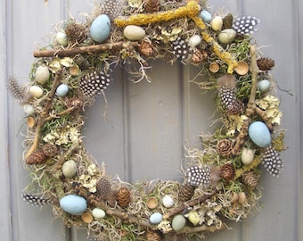 Spring Feather and Egg Wreath for wall or door, Spring Wreath, Wreath Decoration, Spring Wreath for Door