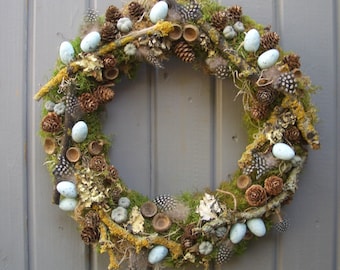 Spring Feather and Egg Wreath for wall or door, Spring Wreath, Wreath Decoration, Spring Wreath for Door