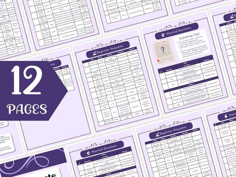 Rune Factory 5 Requests Guide RF5 Wanted Monsters RF5 Planner Rune