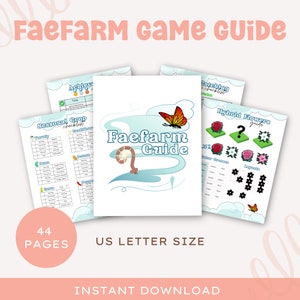 May include: A guide for the video game Stardew Valley, featuring a checklist for seasonal crops, a guide for hybrid flowers, and a checklist for catching fish. The guide is 44 pages long and is US letter size.