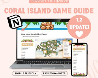 Coral Island Guide, Coral Island Planner, Coral Island Checklist, Cozy Gamer, Cozy Gaming Accessories, Cozy Gamer Gift, Notion Planner