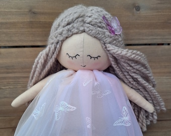 Unique handmade doll, Customized doll, heirloom doll, cloth doll, girls gift, fabric doll, Toddler Gift, Personalized Doll, butterfly doll