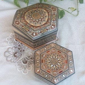 SET Parel Sieradendoos| Luxe handgemaakte inlays |  Vintage en antieke herinneringsopbergdoos | Parelmoer | Gratis DHL Express