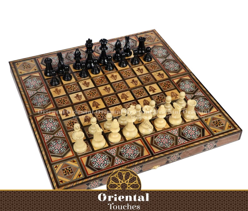 L Backgammon Set Chess Board From Lebanon Premium and Engraved Lebanese