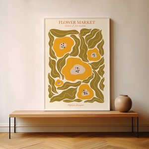 Modern Floral Poster, Henri Matisse Style Print, Gifts for Friends, Aesthetic Room Decor, Modern Wall Poster, Gifts, Cream Beige Print.