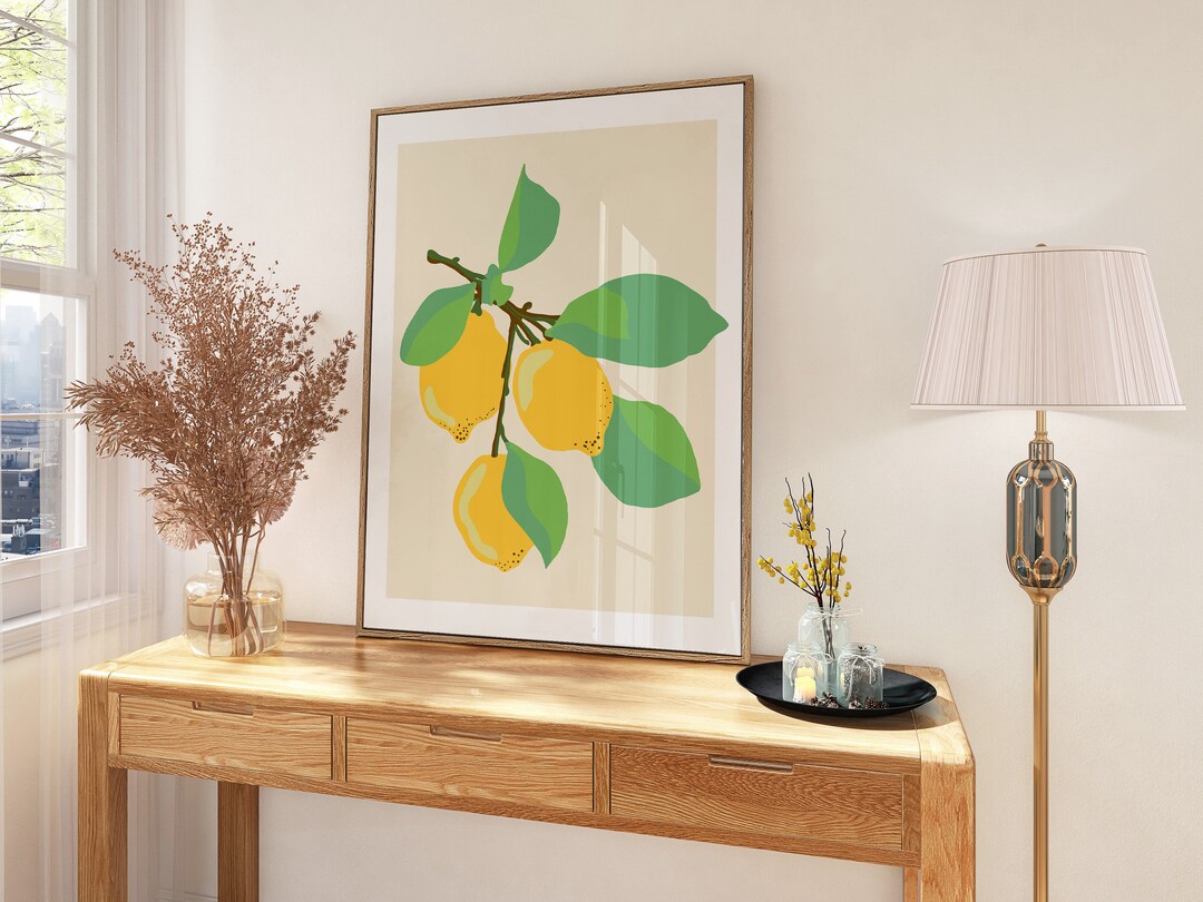 Yellow Lemon Poster, Contemporary Kitchen Wall Art (digital Download ...