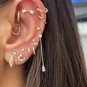 Delicato fiore piercing, piatto, elica, piercing trago, piercing perno, orecchino di cartilagine