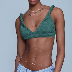 Silver Body Chain - X Shape Body Chain - Beach Body Jewelry - body chain jewelry - Festival Jewelry-Sterling Silver