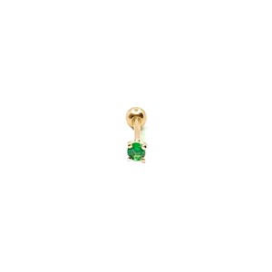 Dainty Helix Tragus  Bezel Piercing ,Emerald Stud piercing,Cartilage Earring,Silver Piercing,Round piercing ,delicate screw back Earring