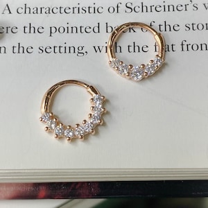 925 Silver Hoop Earring, Hoop Earrings, Stone Piercing, Nose Hoop Piercing, Hinge Hoop Piercing, Daith Earring