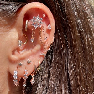 18K Double Chain Earrings main image 1
