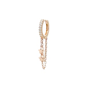 Dainty Hoop With Chain Earring, Orecchini a doppia catena, orecchini a stella, orecchini d'oro, orecchini d'argento, orecchini Dainty, orecchini a catena Dangle,