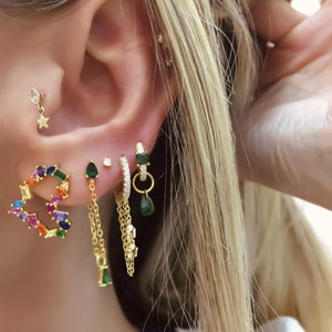 Multicolor Stud Earring,rainbow Stud Earring,Heart Studs, Minimalist Studs,Multicolour Heart Jewelry,Sterling Silver Earring, Gift for Her