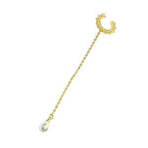Dainty Pearl Hinged Conch Ear Cuff Earrings